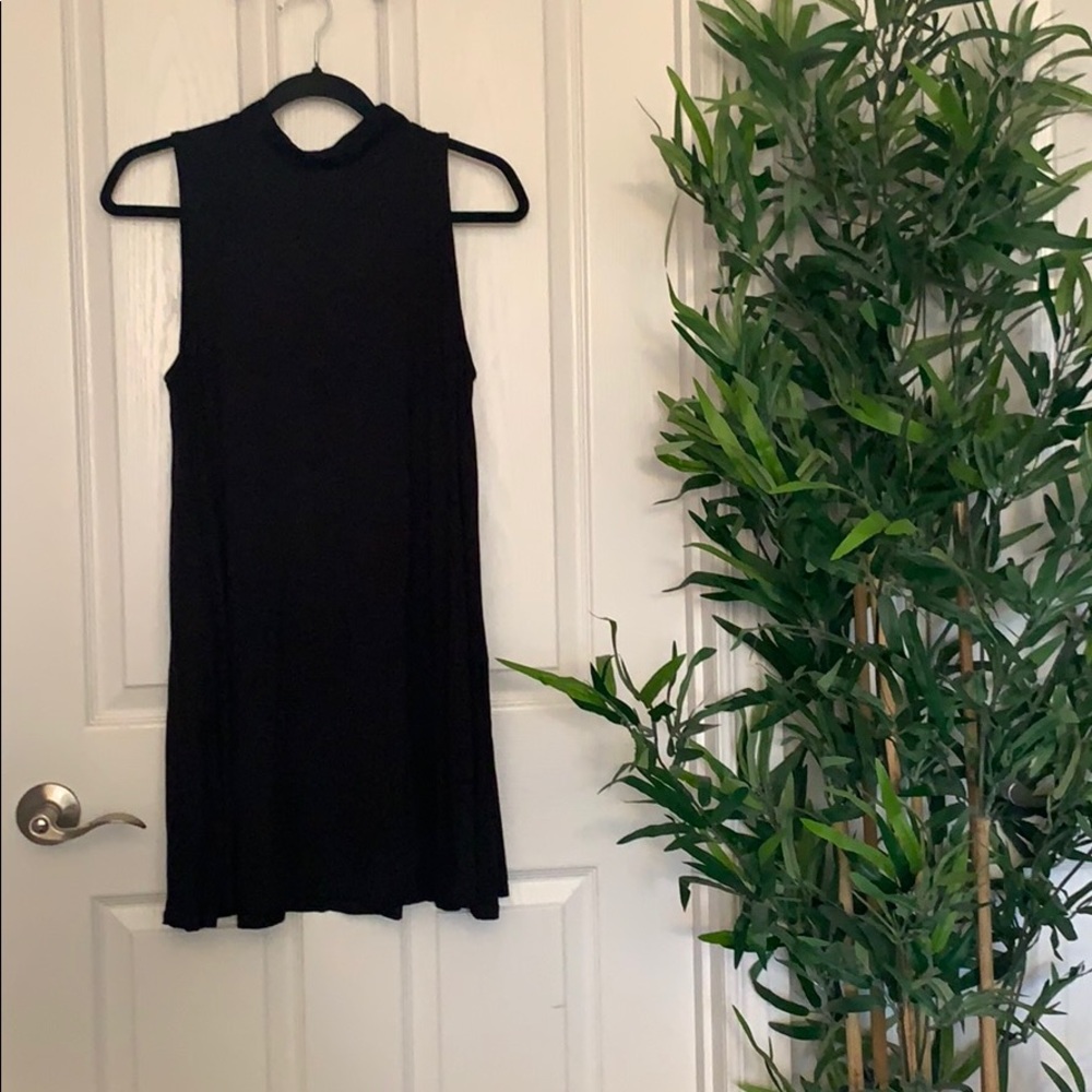 Black - High Neck - T-Shirt Dress